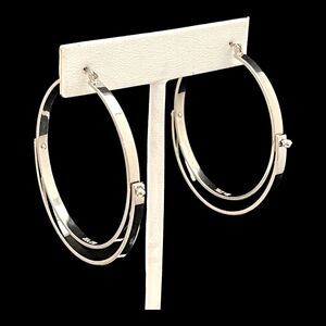 New Zaxie by Stephanie Taylor Hoop Earrings Silver Tone Hoops - 8E